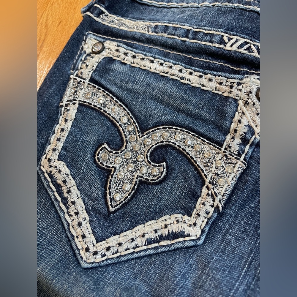 Women’s Rock Revival Luxor S200 Med Wash Skinny Jeans Crystal Embellishments 25 - Picture 6 of 14